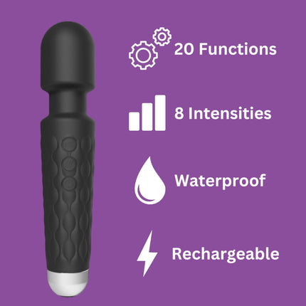 Loving Joy 20 Function Wand Vibrator Black