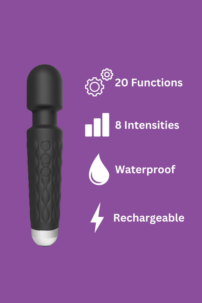 Loving Joy 20 Function Wand Vibrator Black