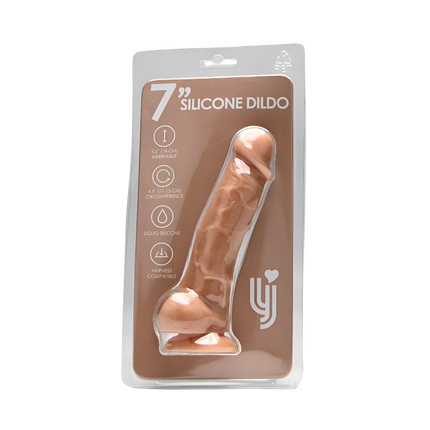 Loving Joy 7 Inch Realistic Silicone Dildo with Suction Cup and Balls Vanilla