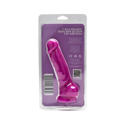Loving Joy 7 Inch Realistic Silicone Dildo with Suction Cup and Balls Purple