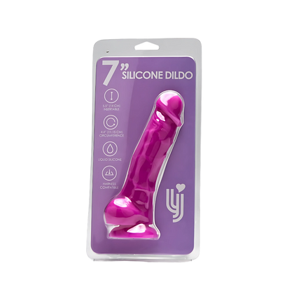 Loving Joy 7 Inch Realistic Silicone Dildo with Suction Cup and Balls Purple