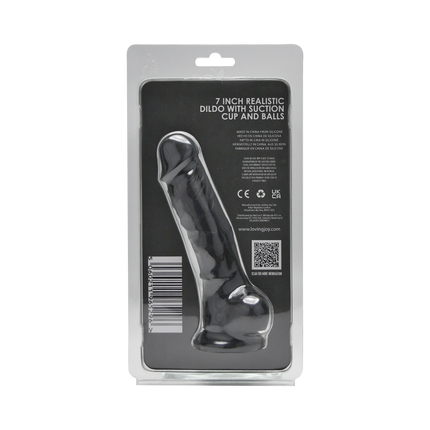 Loving Joy 7 Inch Realistic Silicone Dildo with Suction Cup and Balls Black