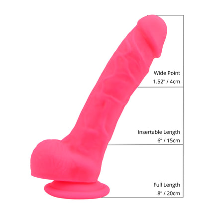 Loving Joy 8 Inch Realistic Silicone Dildo with Suction Cup and Balls Pink